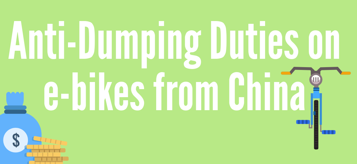 blog header graphic that reads 'anti-dumping duty on e-bikes from china'