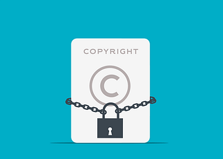 an image of a copyright logo with padlock and chain