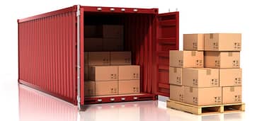 image of shipping container and boxes