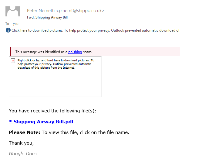 image of Shippo scam email