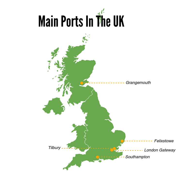 Map Of UK Ports