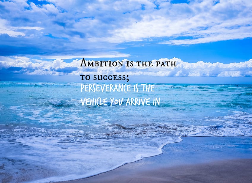 "Ambition is the path to success; perseverance is the vehicle you arrive in."