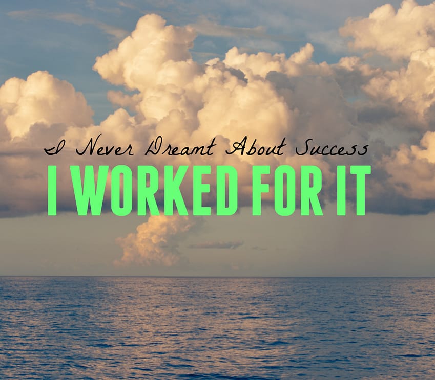 "I never dreamt about success, I worked for it."
