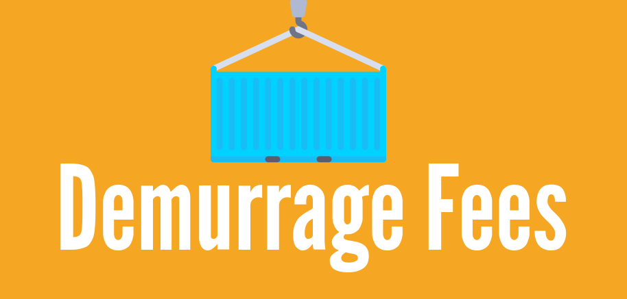 a graphic with the word demurrage fees written in bold font